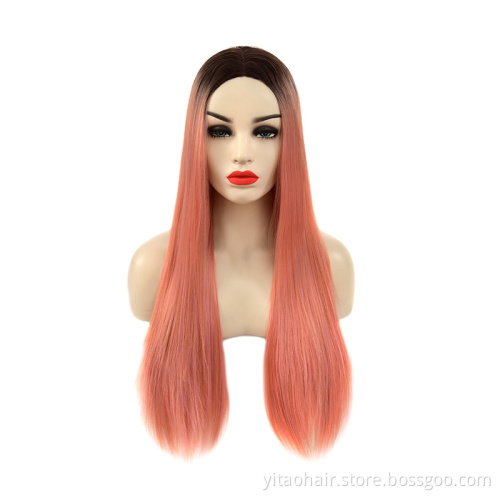 Wholesale Transparent lace wig synthetic long straight wig
